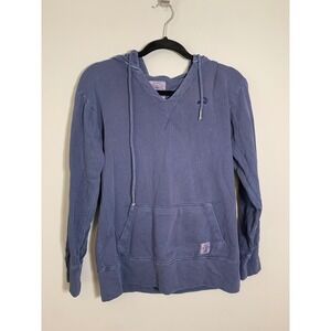 Cuffy's Hoodie Women‎ Small Blue Ocean Wash Nautical Anchor Pullover Sweatshirt
